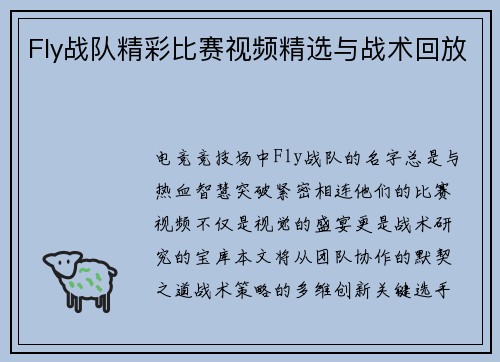 Fly战队精彩比赛视频精选与战术回放